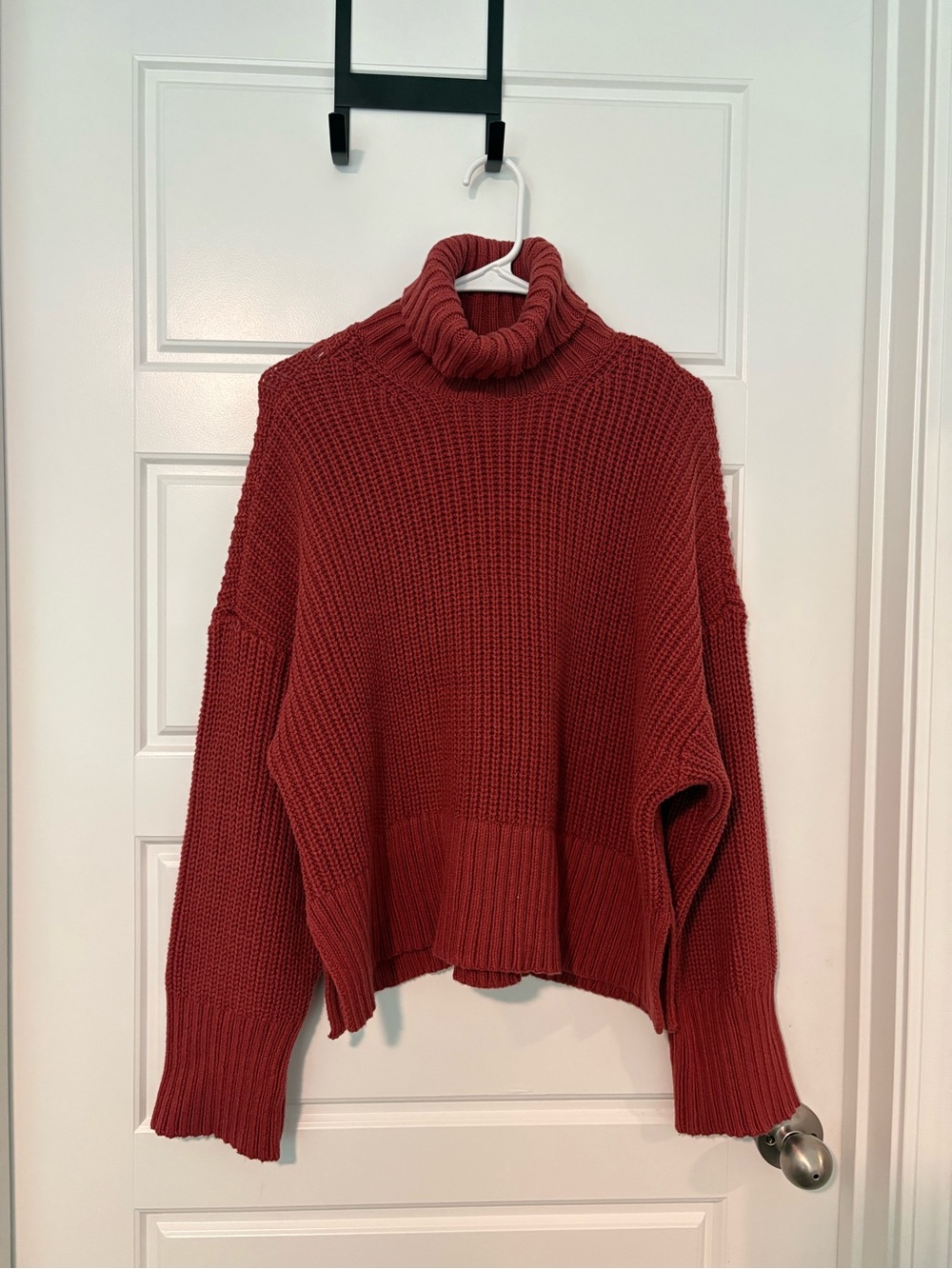 Madewell Rust Red Chunky Turtleneck Sweater